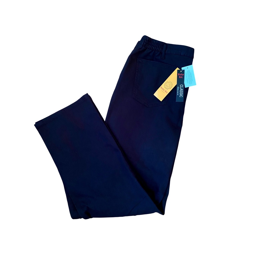Ruby Rd Classic Original Easy Fit Black Straight Leg Pants Size 14 NWT